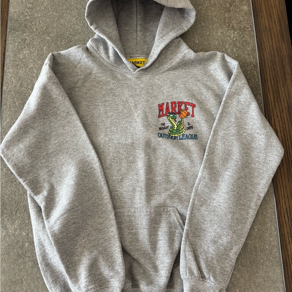 Market Gray Hoodie with Colorful Logo